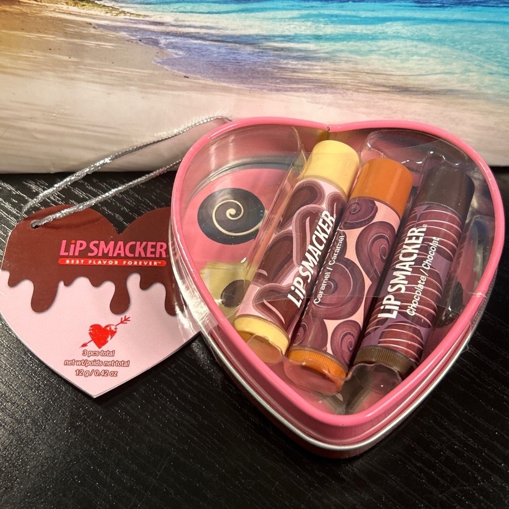 Lip Smacker Heart Tin Lip Balm Trio Coconut Caramel Chocolate 3 Piece Set NEW